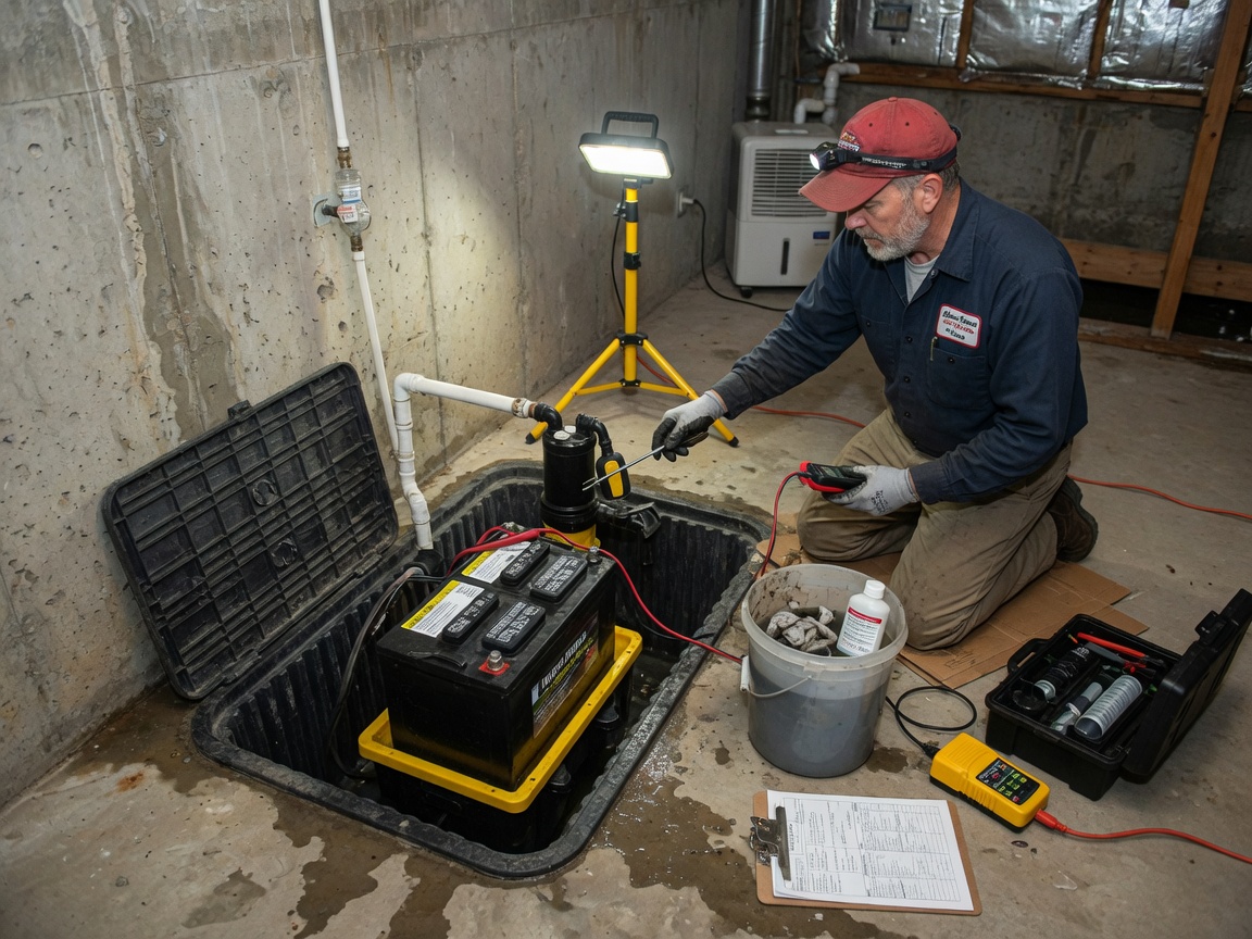 Battery Backup Sump Pump System in Akron, OH